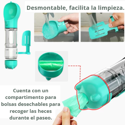 Botella Bebedero 4 en 1 para Perros