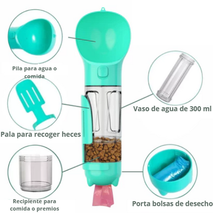 Botella Bebedero 4 en 1 para Perros